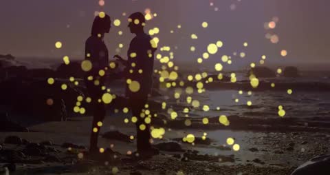 Romantic Stroll on Beach Capturing Magical Sunset Aura and Connection