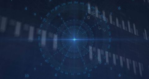 Futuristic HUD Interface with Glowing Center on Blue Display