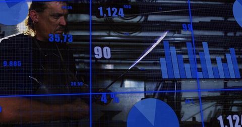 Engineer reading data display in control room