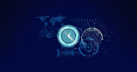 Digital Interface with Futuristic Clock Elements - Download Free Stock Images Pikwizard.com