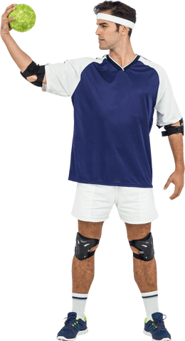 Transparent Sportsman Holding Ball in Athletic Pose