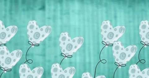 Blue Heart Balloons Floating on Festive Background