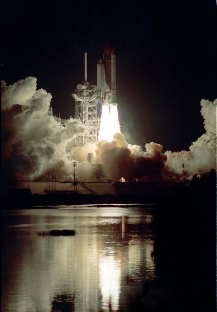 On November 22, 1989, at 7:23:30pm (EST), five astronauts were launched into space aboard the Space Shuttle Orbiter Discovery for the 5th Department of Defense (DOD) mission, STS-33. Crew members included Frederick D. Gregory, commander; John E. Blaha, pilot; and mission specialists Kathryn C. Thornton, Manley L. (Sonny) Carter, and F. Story Musgrave.