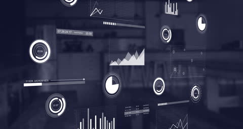 Data Processing Animation with Technology Interface in Office Cafe