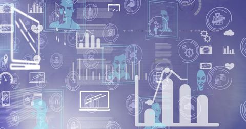 Futuristic Digital Interface with Data and Analytics Concepts