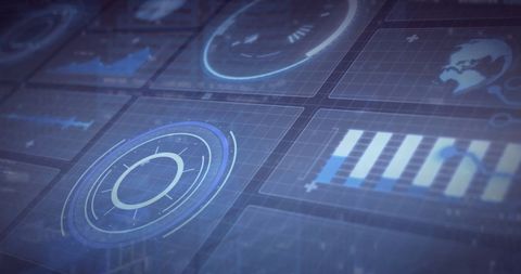 Futuristic Digital Data Visualization on Blue Grid Background - Download Free Stock Images Pikwizard.com