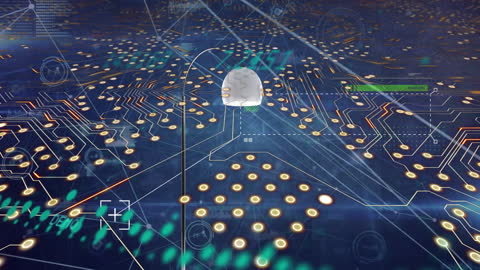 Futuristic Circuit Board with Digital Brain Networking