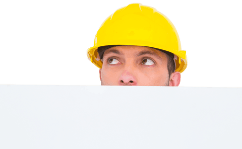 head of worker peeking over white banner transparent background - Download Free Stock Videos Pikwizard.com
