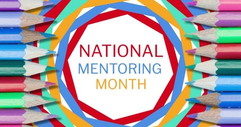 Colorful Pencils Framing National Mentoring Month Text