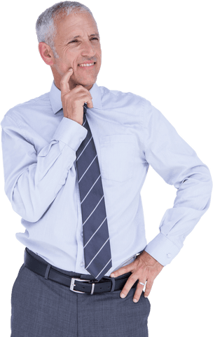 Contemplative Caucasian Businessman on Transparent Background