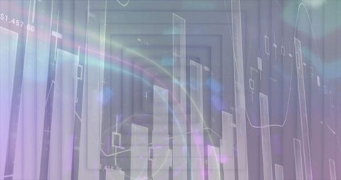 Futuristic finance tunnel with digital data visuals