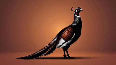 Elegant male pheasant animal displaying vibrant plumage on brown background