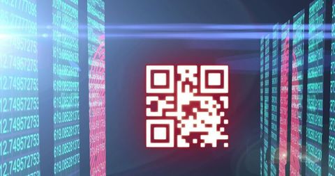 Glowing QR Code Amidst Streaming Digital Data Background - Download Free Stock Images Pikwizard.com