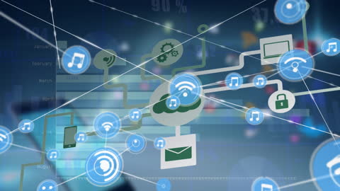 Digital Network Connections with Interface Technology Icons