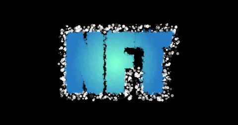 Glowing NFT Text with Sparkling Design on Black Background