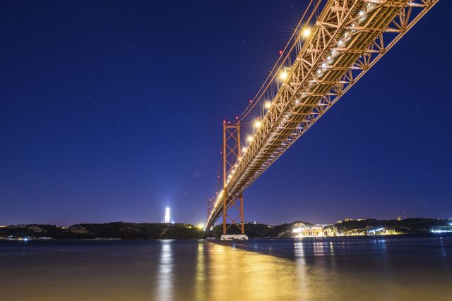 View of Illuminated Bridge at Night - Download Free Stock Photos Pikwizard.com