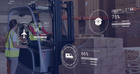 warehouse technology displaying order processing data visually - Download Free Stock Images Pikwizard.com