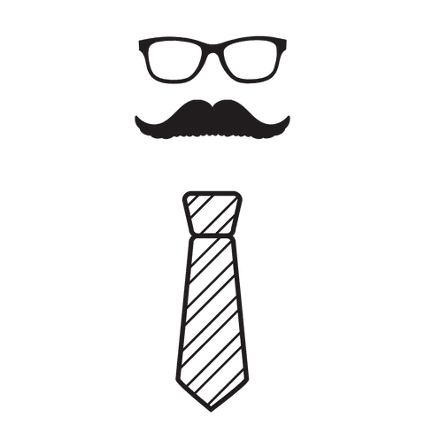 Transparent Symbolic Icons of Eyeglasses Mustache and Tie