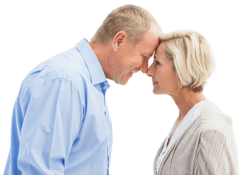 Happy Senior Couple with Transparent Background