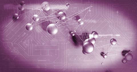 Abstract Digital Network Connections over Pink Technological Background - Download Free Stock Images Pikwizard.com