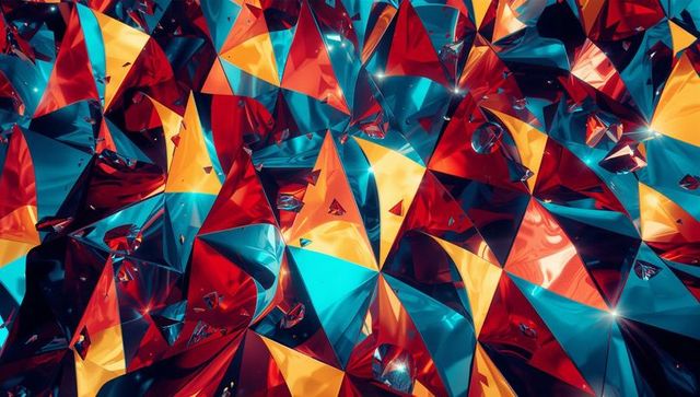Geometric kaleidoscope with reflective triangles