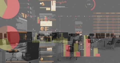 Animated Statistical Data with Modern Office Background