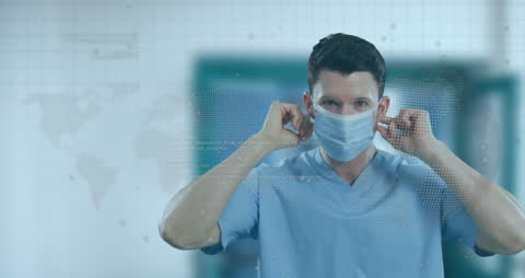Doctor Preparing with Digital Data Overlay in Medical Setting
