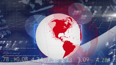 Futuristic Globe with Financial Data and Grid Analytics