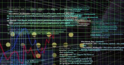 Digital data visualization and code on modern interface