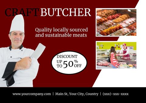 Local Butcher Highlighting Freshness and Quality Meats with Discounts - Download Free Stock Templates Pikwizard.com