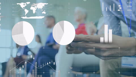 Businessman Engages with Smartphone Amid Digital Financial Data Interface