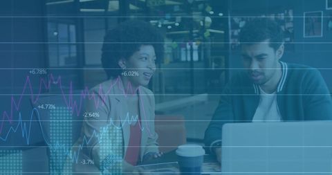 Dynamic Financial Analysis overlays business discussion - Download Free Stock Images Pikwizard.com