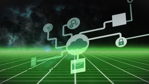 Futuristic Digital Network with Cloud Computing Symbols