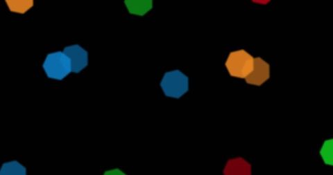 Colorful Floating Octagonal Bokeh in Dark Digital Space