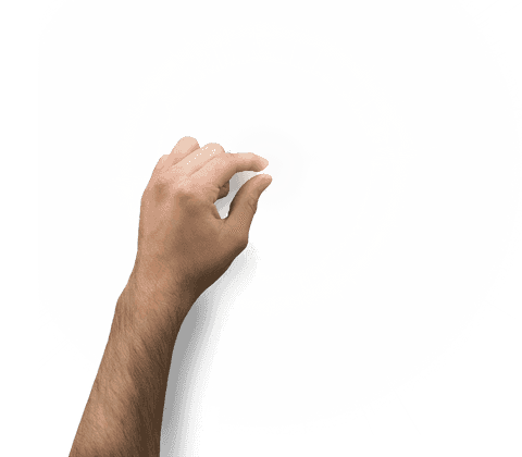 Caucasian male hand pinching spotlight on transparent background