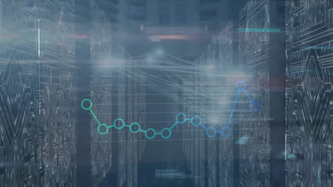Animated Financial Data and Computer Servers: Digital Processor Graphic