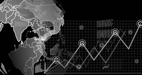 Global financial data processing with world map