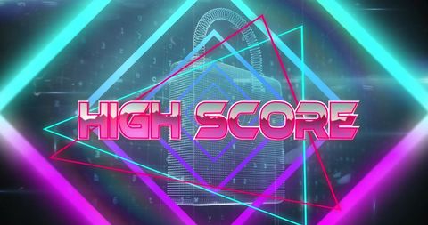 bright neon game interface featuring high score text - Download Free Stock Images Pikwizard.com