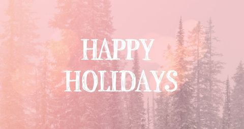 Happy Holidays Card with Snowy Frosted Trees - Download Free Stock Images Pikwizard.com