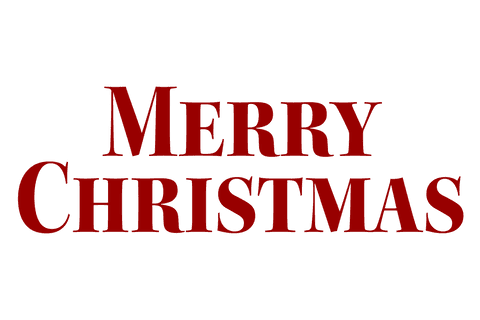 Bold red Merry Christmas text on transparent background ideal for holiday digital greeting cards, festive invitations, and Christmas-themed promotional materials.