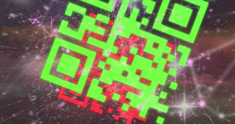 Colorful Digital Composite of QR Code in Futuristic Space Galaxy - Download Free Stock Images Pikwizard.com