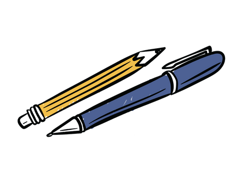Illustration of pen and pencil on transparent background