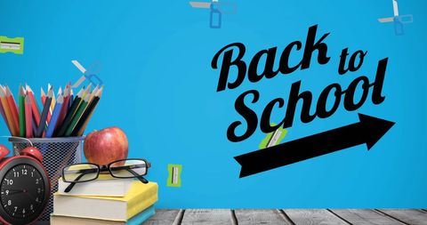 Back to School Theme with Supplies and Books on Desk - Download Free Stock Images Pikwizard.com