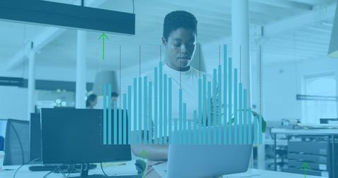 Businesswoman Analyzing Data with Modern Technology Interface