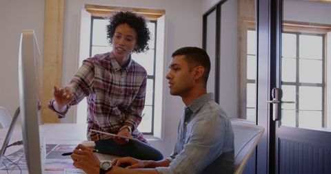 Co-workers Collaborating in Casual Office Environment - Download Free Stock Images Pikwizard.com