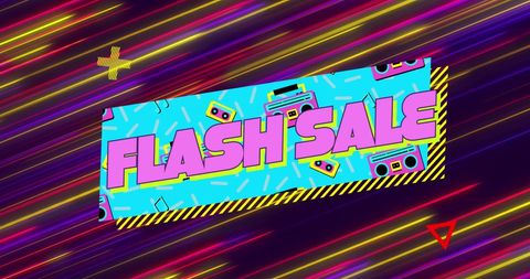Colorful Flash Sale Announcement with Dynamic Light Trails