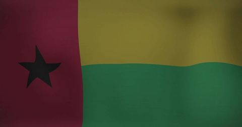 Waving Flag of Guinea-Bissau Showing National Colors