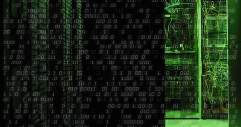 Binary Code Overlay on Server Room for Data Processing Concept - Download Free Stock Images Pikwizard.com