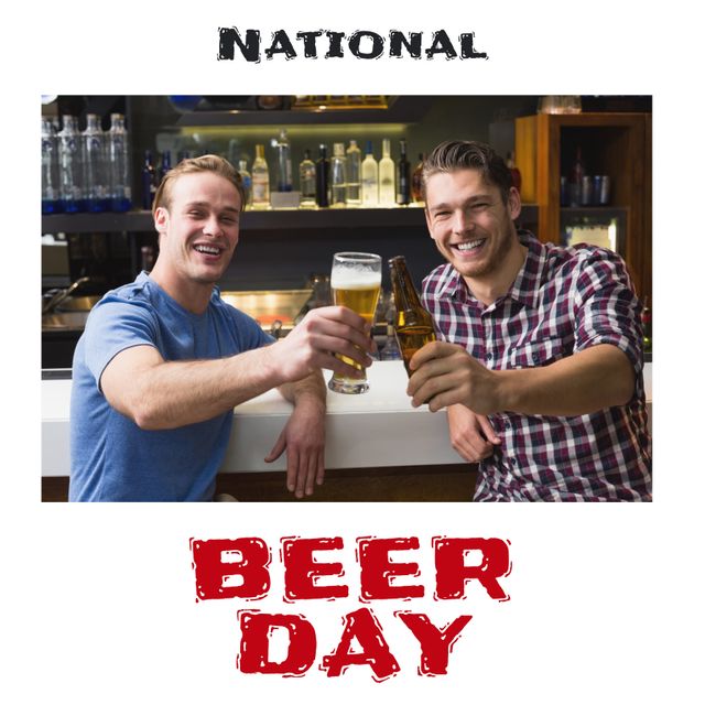 Young Men Toasting on National Beer Day at Bar - Download Free Stock Templates Pikwizard.com