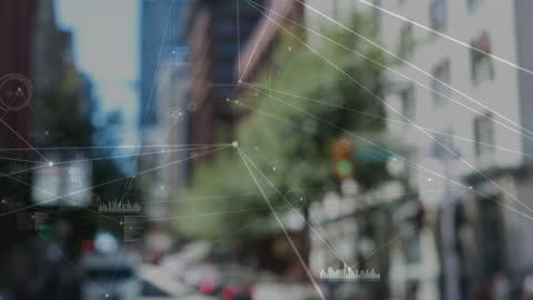 Data Networks Overlay Urban Cityscape Technology Concept